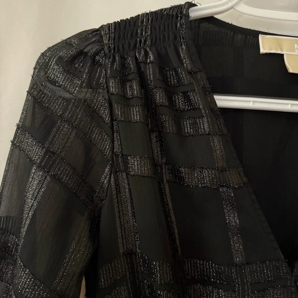 MICHAEL MICHAEL KORS Plaid Metallic Ruffle Dress Size S - Picture 13 of 16